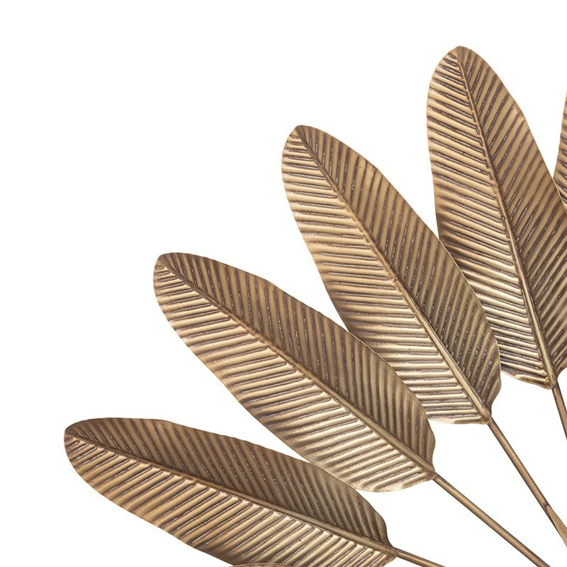 Déco Murale Métal 112x74 Feuilles Dorées Atmosphera