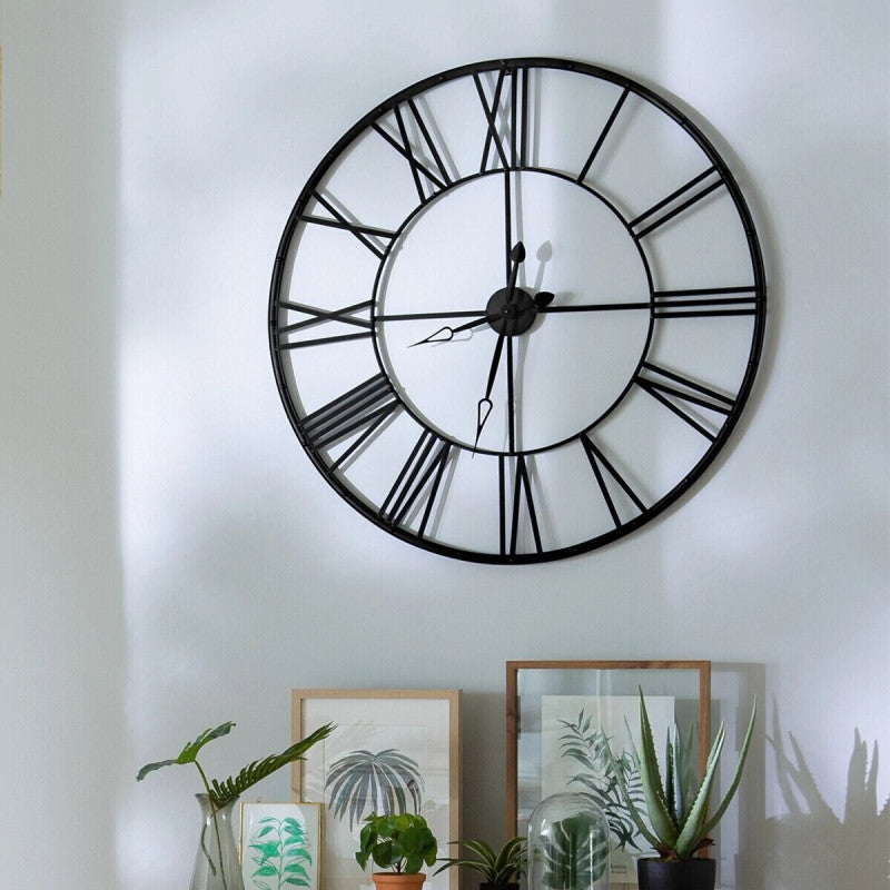 Horloge Chiffres Romains Vintage 70 Cm Noir Atmosphera