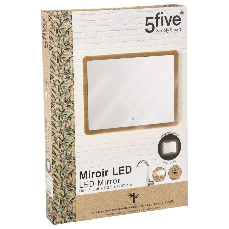 Miroir Rectangulaire 66x47 Bambou LED 5Five