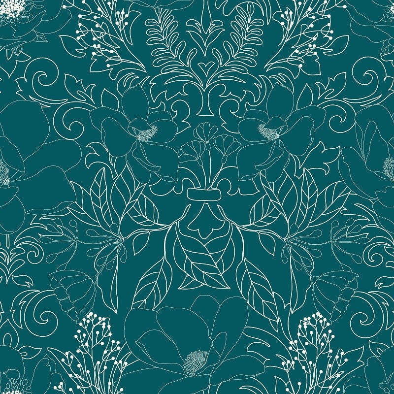 Parure De Lit Amelia Bleu Canard Et Motifs 240x220 Atmosphera
