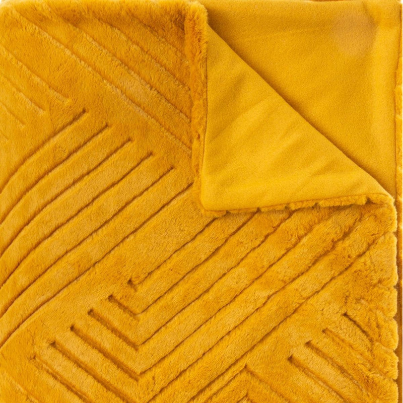 Plaid Géant 180x230 Fourrure Jaune Moutarde Atmosphera