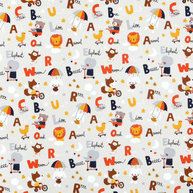 Tissu Cretonne Alphabet 160cm 140g Multicolore