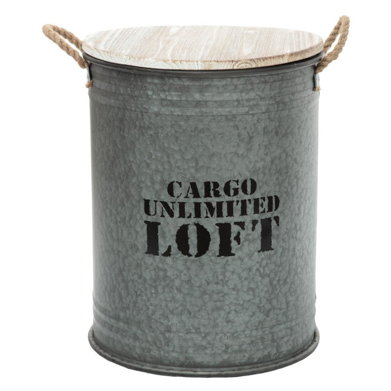  Coffres Bidons Gris Loft - Lot De 3 - Atmosphera