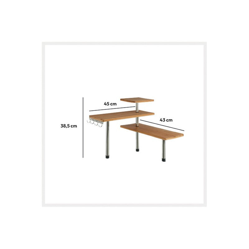  Etagère D'angle 3 Niveaux Bambou Et Inox 5Five