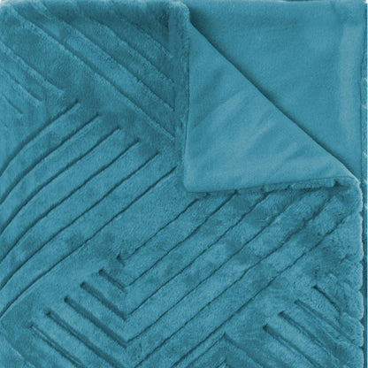  Plaid Géant 180x230 Fourrure Bleu Canard Atmosphera