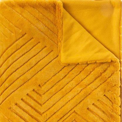  Plaid Géant 180x230 Fourrure Jaune Moutarde Atmosphera