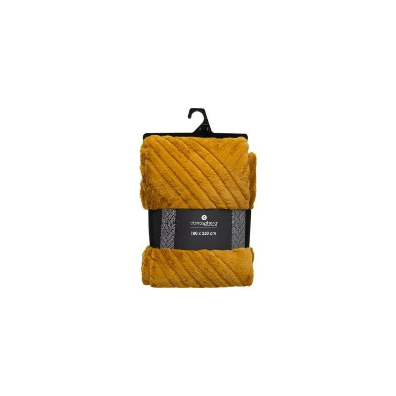  Plaid Géant 180x230 Fourrure Jaune Moutarde Atmosphera