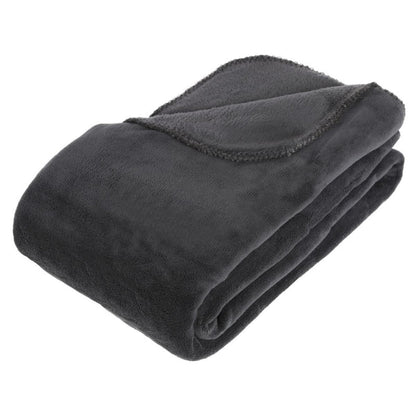 ATMOSPHERA Plaid Grand Modèle Microfibre 180x230 Cm Gris Anthracite