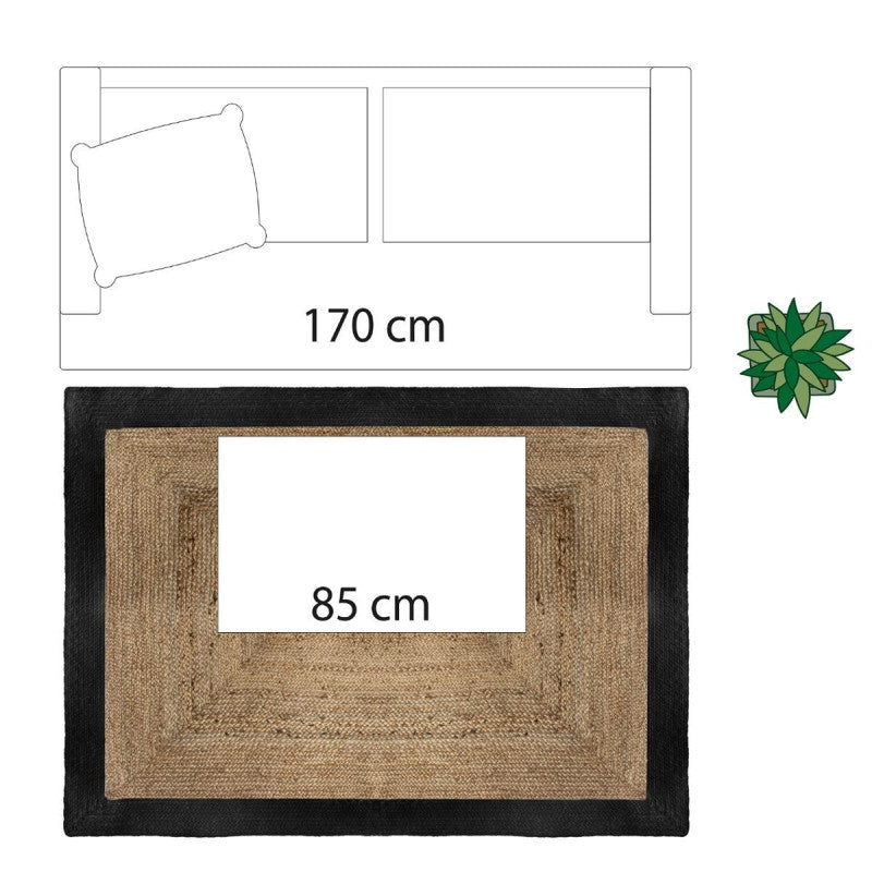  Tapis Jute Naturel Bord Noir 120x170 Atmosphera